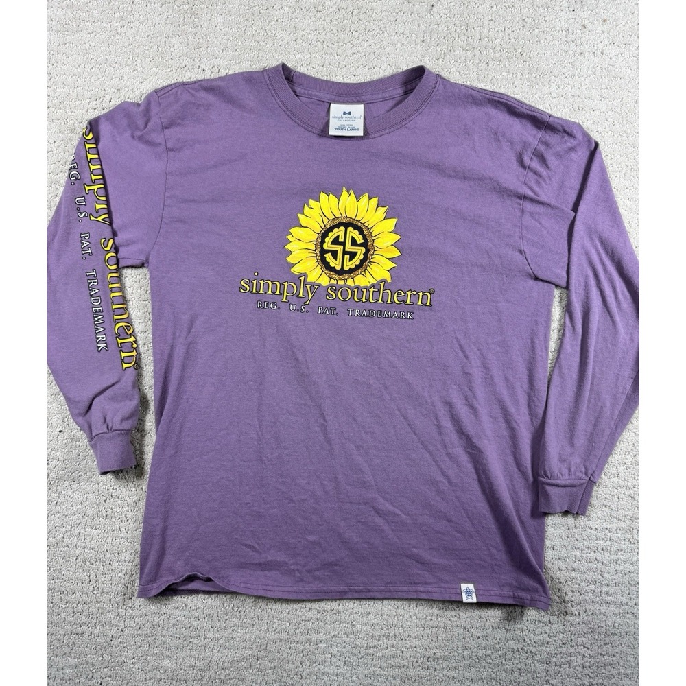 Simply Southern "Don't Look Back" Purple Long Sleeve T-shirt - Youth Large‎